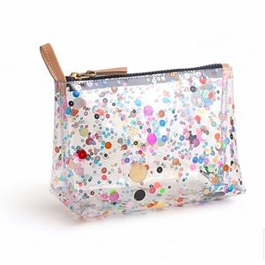 J Crew Clear Zippered Pouch W/ Multi Colored All Over Glitter